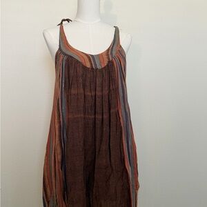 Striped Brown and Orange Women's Dress